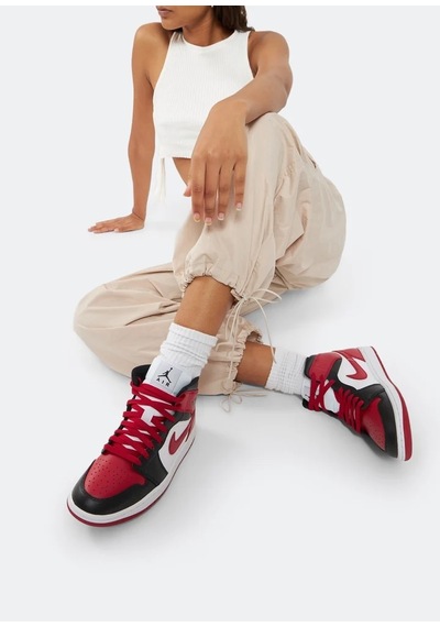 Nike Air Jordan 1 Mid 'bred Toe' Kadın Basketbol Ayakkabısı-sportxstore Kırmızı-siyah-beyaz