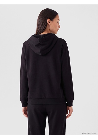 Lcw Everyday Siyah Kalın Oversize Kadın Fermuarlı Sweatshirt