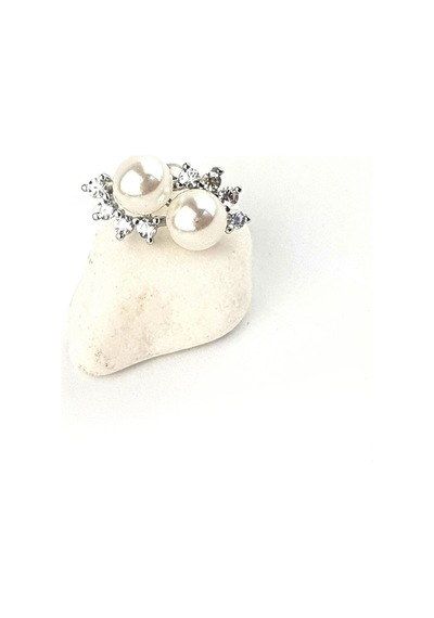 Zirkon Taş Detaylı İncili 925ayar Gümüş Tragus Kıkırdak Helix Piercing 06113735