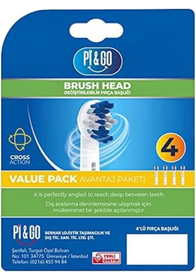 Pi&go Oral B Şarjlı Diş Fırçası Uyumlu Yedek Başlık - Elektrikli Diş Fırçası Yedek Başlığı, 4 Adet