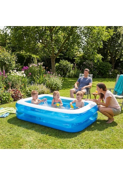 Aile Boy Şişme Bahçe Balkon Havuzu 155x108x46 Cm Çocuklar İçin Eğlenceli Yaz Keyfi 51501 Açık Mavi