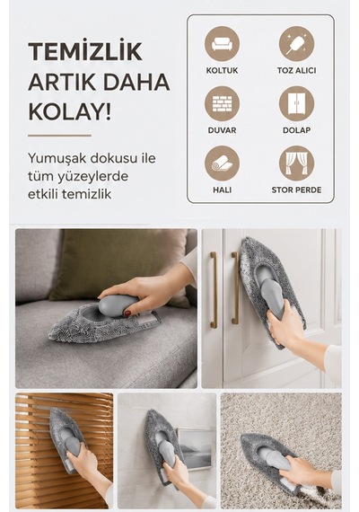Mikrofiber Bezli El Mopu El Tipi Cam Silme Aparatı Çok Amaçlı Yüzey Temizleme Mopu Diğer