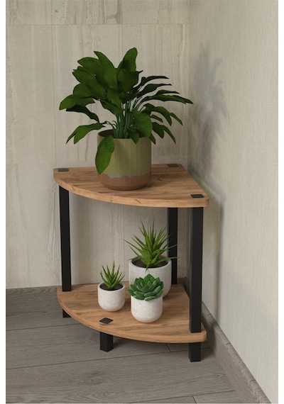 Flora 2 Raflı Moblen Çiçeklik Saksılık Balkon Bahçe Dekor Raf Stand-atlantik Çam Atlantik Çam