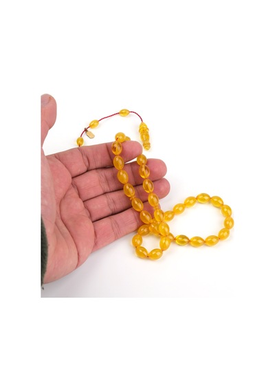 Katalin Yeni Teker Obje Beyzi Kesim 8x11mm Tesbih - Sarı Sarı