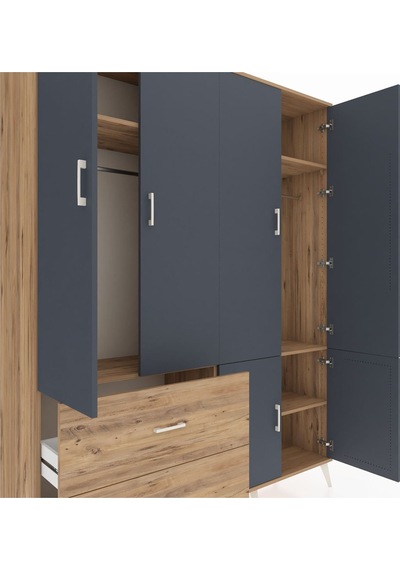 Hyperion Gardrop 5 Raflı 2 Çekmeceli 2 Askılı 176x44x221 Çam-antrasit/çam Antrasit/çam Hyperion Gardrop 5 Raflı 2 Çekmeceli 2 Askılı 176x44x221 Çam-antrasit/çam Antrasit/çam