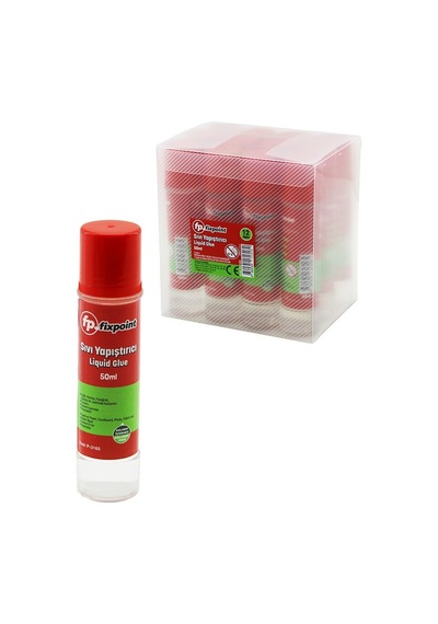 Fixpoint P-3165 Sıvı Yapıştırıcı 50ml Temiz Güvenli Yıkanabilir Solvent İçermez - 12'li Paket