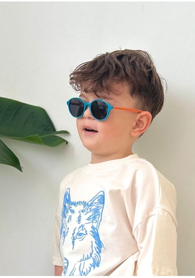 Yeni-unisex 1-5 Yaş %100 Uv Korumalı Polarize Turkuaz Turuncu Çocuk Güneş Gözlüğü Turkuaz - Turuncu