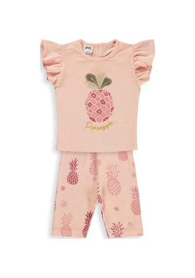Civil Baby Ananas Baskılı 6-18 Ay Takım - Pudra Somon