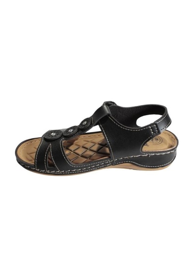 Gezer Kadın Krem Siyah Taşlı 4cm Topuklu Sandalet 001