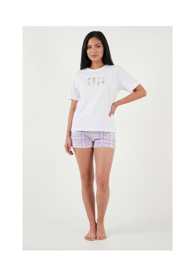 Lela Bayan Pijama Takımı 65790782 Beyaz-lila