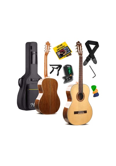 Maxword X45-EQ Ekolayzerli Profesyonel Elektro Klasik Gitar Seti Natural El Yapımı