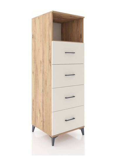 Kronos Dolap Tek Raflı 4 Çekmeceli 60x59x182 Çam-aytaşı Çam