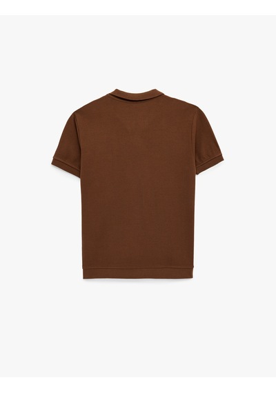 Koton Regular Fit Kısa Kollu Pamuklu Fitilli Polo Yaka Tişört Kahverengi 6sam10069mk Kahverengi