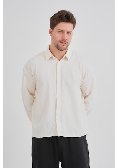 Redline Bond Keten Oversize Rahat Kalıp Premium Kumaş Basic Gömlek Beyaz Redline Bond Keten Oversize Rahat Kalıp Premium Kumaş Basic Gömlek Beyaz