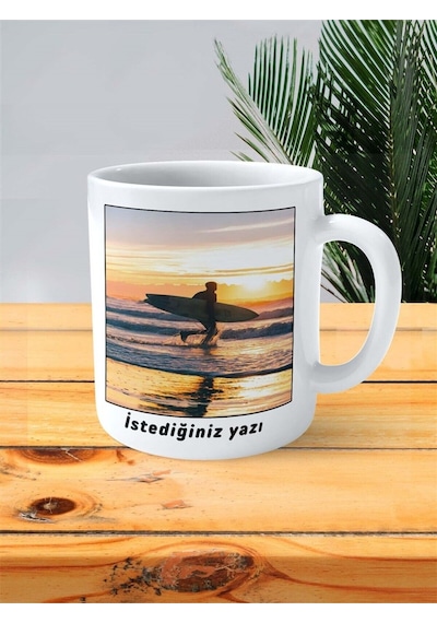 Surf Sörf Baskılı Kupa Bardak Kişiye Özel Desen 3 Çok Renkli