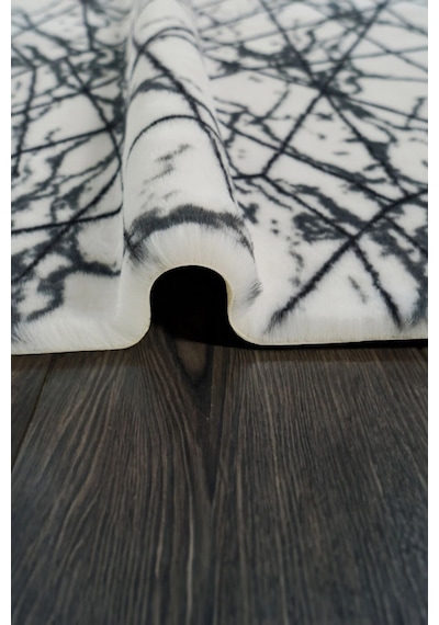 Prizma Halı Marble Peluş Halı Beyaz - Pos Kesim