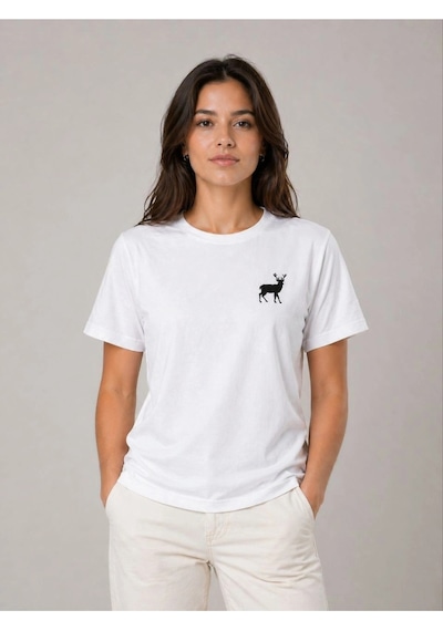Wear Vexel Kadın Minimal Geyik Logolu Tişört Bisiklet Yaka Kısa Kol Yazlık T-shirt - Beyaz Beyaz Wear Vexel Kadın Minimal Geyik Logolu Tişört Bisiklet Yaka Kısa Kol Yazlık T-shirt - Beyaz Beyaz