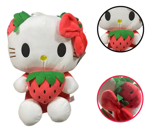 30 Cm Küçük Boy Pembe Hello Kitty Çilek Temalı Peluş Oyuncak Pembe