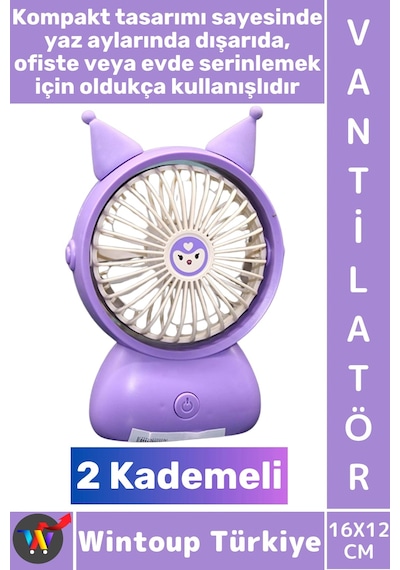 Vantilatör Kompakt Sessiz Hafif Kablosuz Taşınabilir Usb Şarjlı 2 Kademeli Masa El Fanı Vantilatör