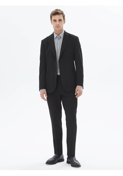 Kip Siyah Desenli Modern Fit Takım Elbise Siyah
