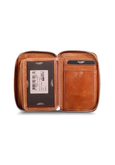 Guard Fermuarlı Antik Taba Hakiki Deri Mini Erkek Cüzdan P796 Taba