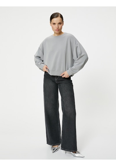 Koton Basic Sweatshirt Bisiklet Yaka Modal Karışımlı Gri 4sak10249ek Gri