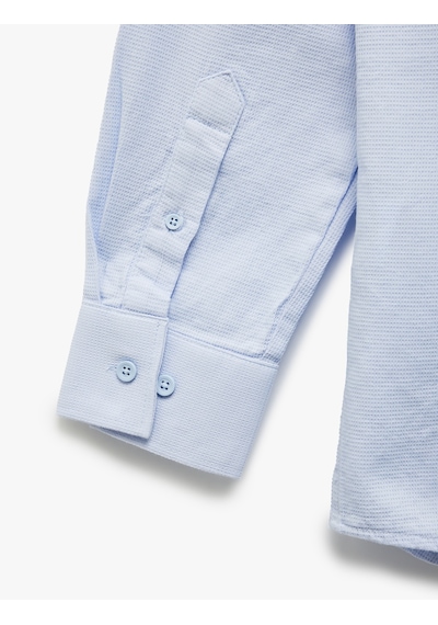 Koton Pamuklu Slim Fit Uzun Kollu İtalyan Yaka Gömlek Mavi 5sam60124hw Mavi