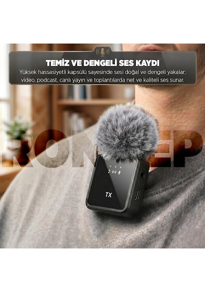 2'li Kablosuz Yaka Mikrofonu Apple Uyumlu iPhone/android Telefonlar/type-c Girişli Pc'ler İçin Type-c/ligh