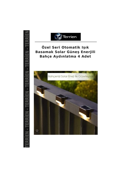 Özel Seri Otomatik Işık Basamak Solar Güneş Enerjili Bahçe Aydınlatma 4 Adet