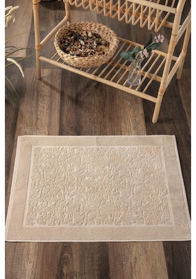 Damask Desenli Ayak Havlusu 1 Adet - 60x100 Cm Yumuşak Paspas - %100 Pamuk Cappuccıno Cappuccino