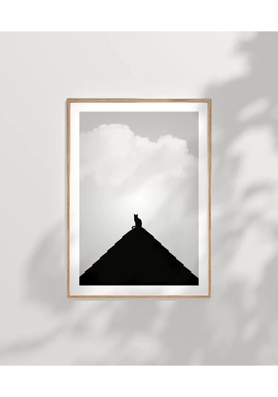 Çerçevesiz Poster Göğe Bakan Kedi