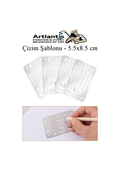 Silgi Şablonu Metal 5.5x8.5 Cm 1 Adet Paslanmaz Çelik Silgi Şablonu Çizim Şablonu Cetveli Mimari Mühendislik Genel
