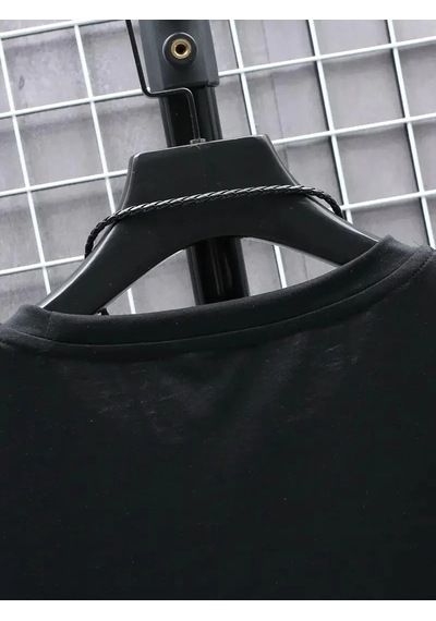Erkek Tişört Futre Baskılı Kısa Kol Bisiklet Yaka T-shirt - Siyah