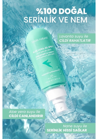 Bade Natural Aloe Vera Onarıcı Jel Sprey Güneş Sonrası Nemlendirici %100 Doğal 100 ML