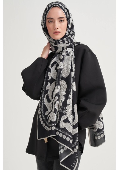 Carell Moon Monogram Floş Şal Siyah Çok Renkli
