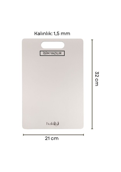 304 Antibakteriyel 1,5 Mm Kalınlığında Çelik Kesme Tahtası 21x32 Cm Metalik Gri