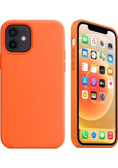 Apple Uyumlu iPhone 12 Ve 12 Pro Model Lansman Kılıf, İçi Kadife , Yüksek Kalite, Leke Tutmayan Turuncu