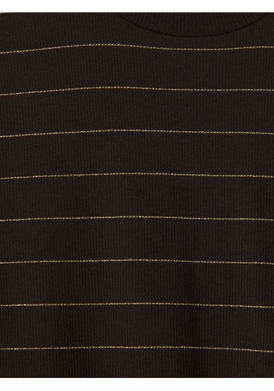 Lcw Modest Sarı Dik Yaka Çizgili Kadın Body