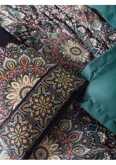 Cotton Box Ornate Saten Uyku Setı Cıft Kısılık Petrol Petrol