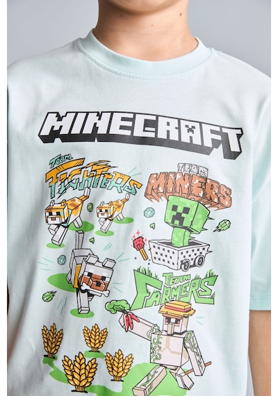 Defacto %100 Pamuk Minecraft Lisanslı New Regular Fıt Bisiklet Yaka Kısa Kollu Nane Yeşili Tişört Erkek Çocuk H5796a826augn1032 Yeşil-gn1032