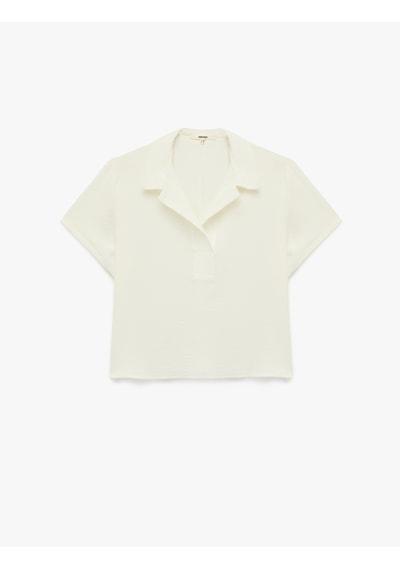 Koton Rahat Kalıp Aerobin Kumaş Kısa Kollu Polo Yaka Crop Tişört Kırık Beyaz 5sak60223pw Ekru Koton Rahat Kalıp Aerobin Kumaş Kısa Kollu Polo Yaka Crop Tişört Kırık Beyaz 5sak60223pw Ekru