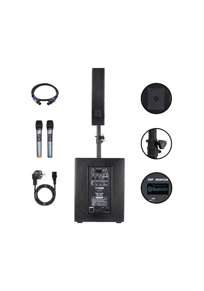 Hepa Merz Handfest Line Array Mikrofonlu Ses Sistemi Aktif Subwoofer + Line Hoparlör 2000w