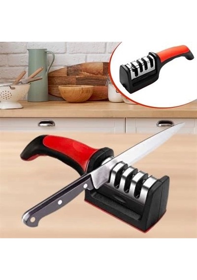4 Aşamalı Kaymaz Tabanlı Hızlı Bıçak Ve Makas Bileme Aracı - Keskin Ve Pratik Kullanım Lisinya Çok Renkli