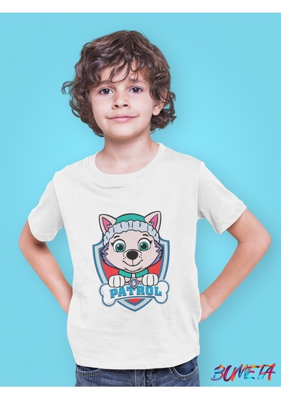 Bumeta Karlar Kraliçesi Everest Paw Patrol Çocuk Tişört T-shirt Beyaz