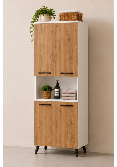 Reyo Enda Home Listra 4 Kapaklı Çok Amaçlı Dolap 170,8 Cm, Raflı, Ayaklı Depolama Dolabı Atlantik Çam - Beyaz Reyo Enda Home Listra 4 Kapaklı Çok Amaçlı Dolap 170,8 Cm, Raflı, Ayaklı Depolama Dolabı Atlantik Çam - Beyaz
