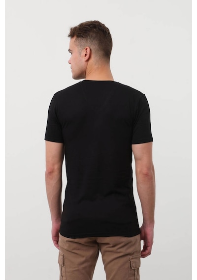 V Yaka Basic Tişört Siyah 001