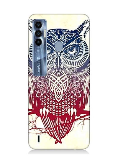 Tecno Spark 7 Pro Uyumlu Silikon Kılıf Mistik Tribal Baykuş