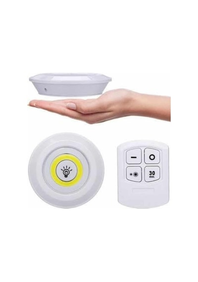 Muratech Yapışlı 3'lü Spot Led Işık Lamba Montajsız Pilli Uzaktan Kumandalı Çok Renkli
