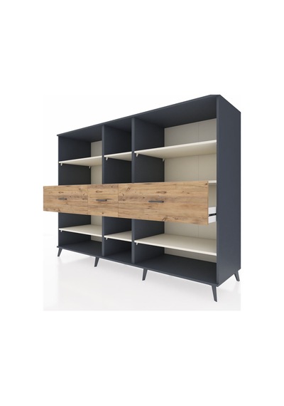Kronos Dolap 9 Raflı 3 Çekmeceli 220x59x163 Antrasit-aytaşı/çam Antrasit-aytaşı/çam Kronos Dolap 9 Raflı 3 Çekmeceli 220x59x163 Antrasit-aytaşı/çam Antrasit-aytaşı/çam