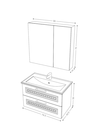 Teta Home Floransa 80 Cm Mdf Gövde Membran Kapak Banyo Dolabı Seti Antrasit - Beyaz Teta Home Floransa 80 Cm Mdf Gövde Membran Kapak Banyo Dolabı Seti Antrasit - Beyaz